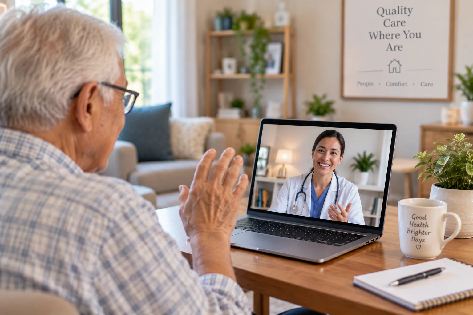 Patient talking with a Home Doc psychiatric clinician during a telehealth visit